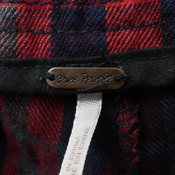 Free People Pants Womens 6 Red Tartan Plaid Here There Paper Bag Waist Goth - Picture 3 of 12
